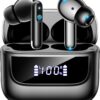Wireless Earbuds Bluetooth 5.4, 6 Mic ENC Noise Cancelling Clear Call, in Ear Buds Deep Bass HiFi Stereo Sound, Big Dual LED Display 48H Playtime Earphones IPX7 Waterproof Headphones Android iOS Black
