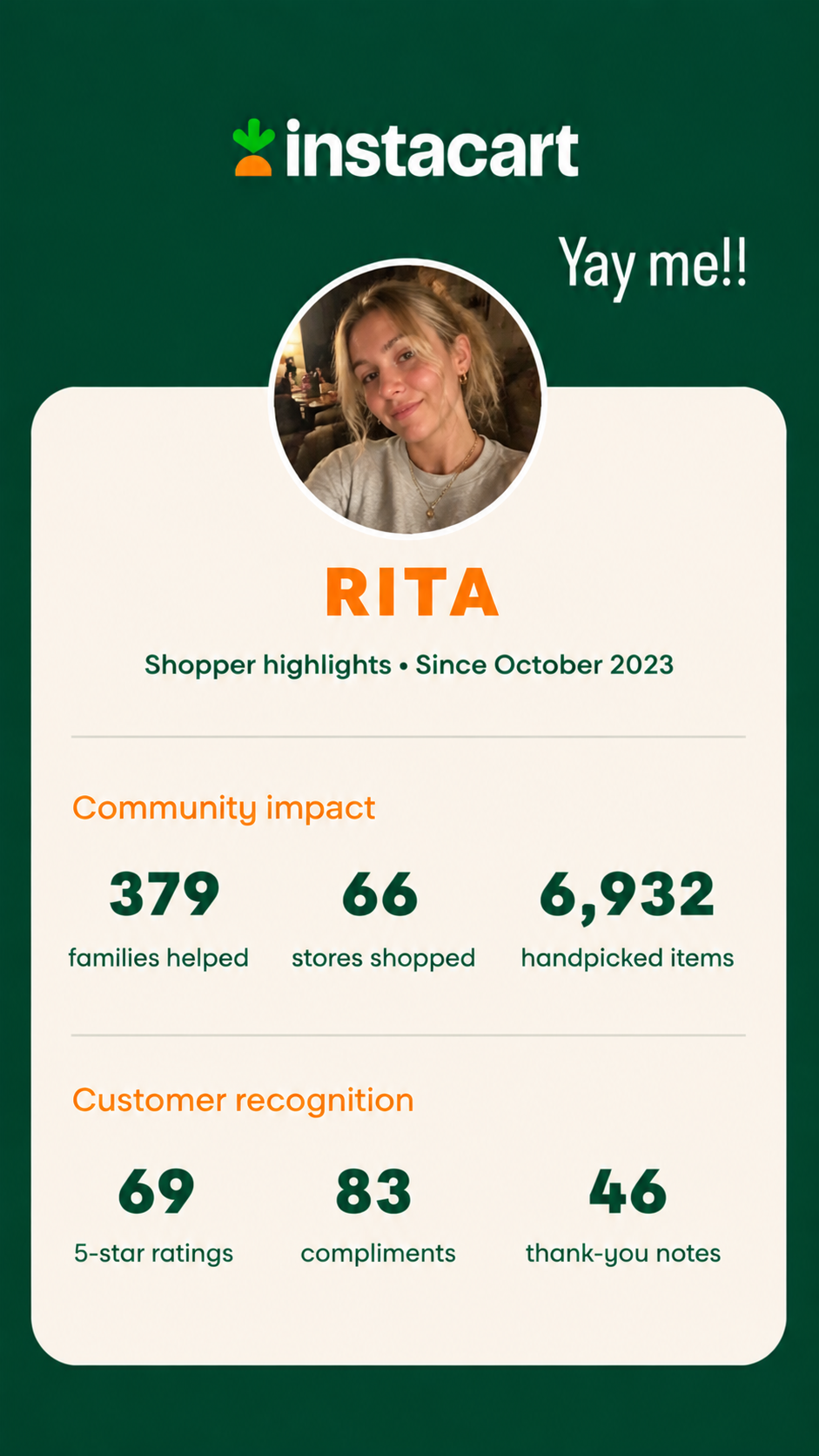 3+ Years Instacart shopper account